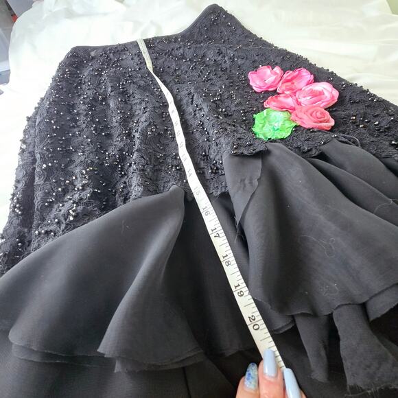 Celo Argentina made lace Applique beaded ruffle dance skirt Small-Medium black - Picture 16 of 17